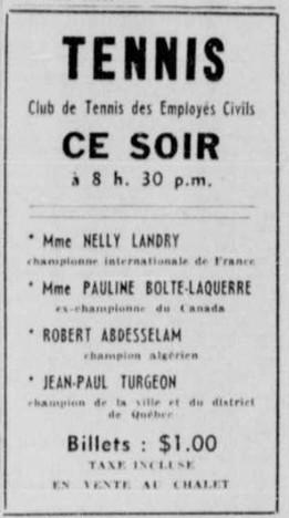 Publicité tennis 2 septembre 1948