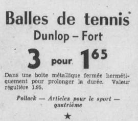 Annonce de balles 1952