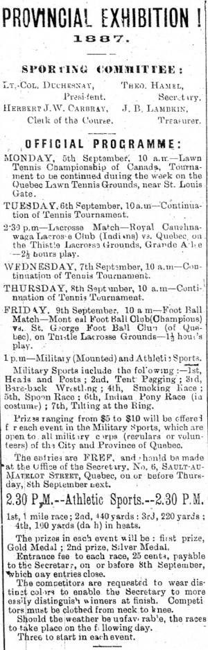Programme sportif de l'Exposition 1887